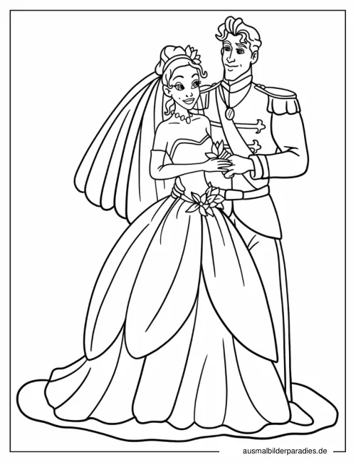 Prinzessin und der Frosch Ausmalbild 6 - kostenlos zum Ausdrucken