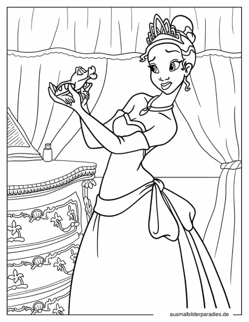 Prinzessin und der Frosch Ausmalbild 8 - kostenlos zum Ausdrucken