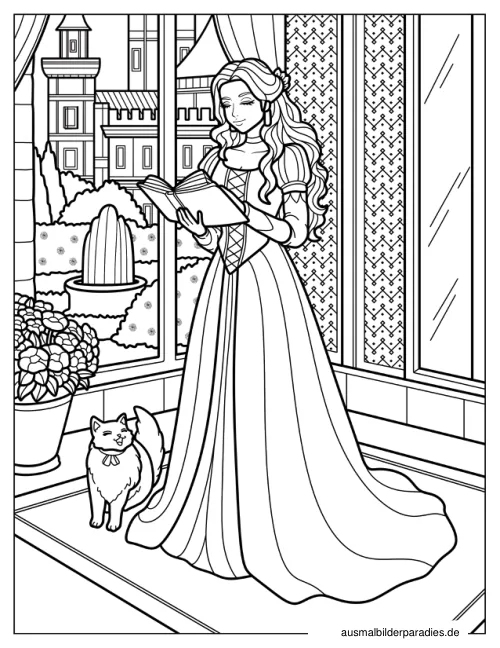 Prinzessin Ausmalbild 16 - kostenlos zum Ausdrucken