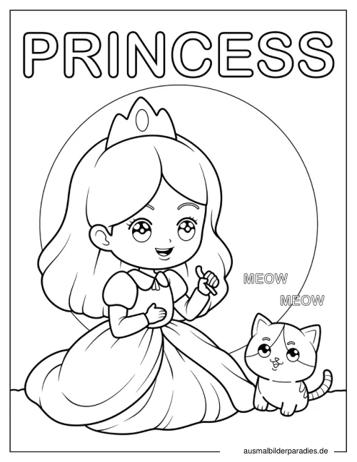 Prinzessin Ausmalbild 18 - kostenlos zum Ausdrucken
