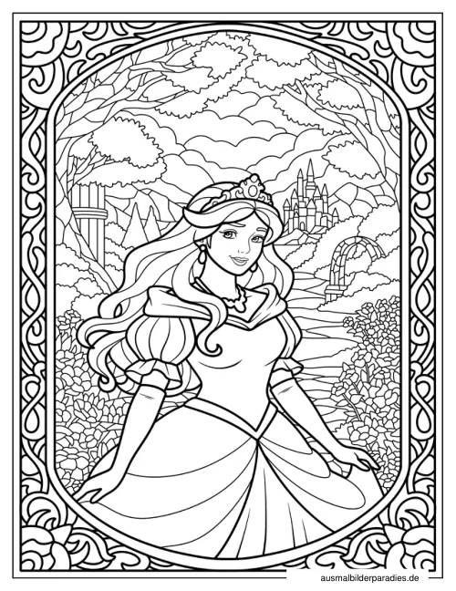 Prinzessin Ausmalbild 20 - kostenlos zum Ausdrucken