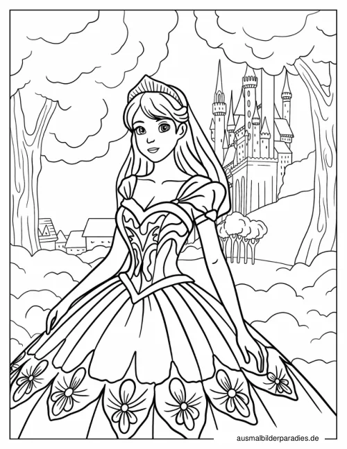 Prinzessin Ausmalbild 27 - kostenlos zum Ausdrucken