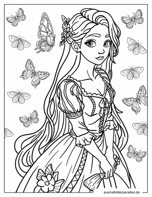 Prinzessin Ausmalbild 3 - kostenlos zum Ausdrucken