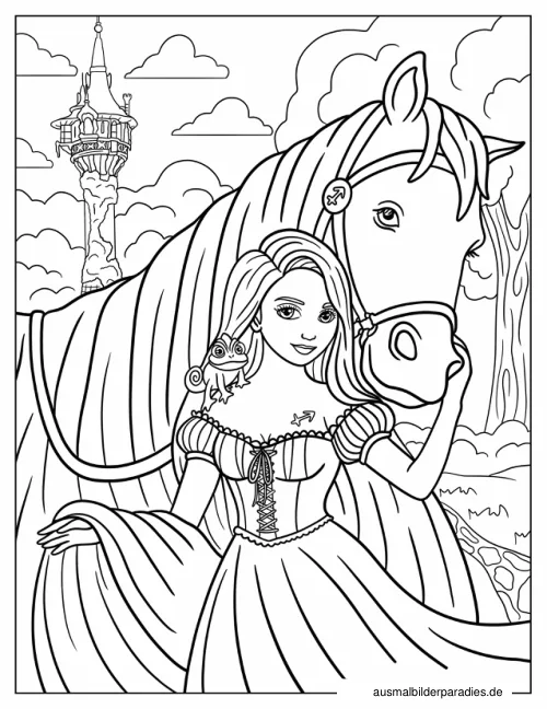 Prinzessin Ausmalbild 35 - kostenlos zum Ausdrucken
