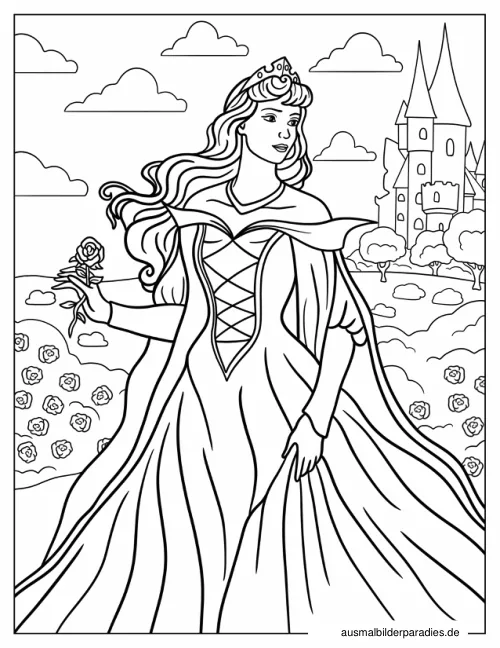 Prinzessin Ausmalbild 4 - kostenlos zum Ausdrucken