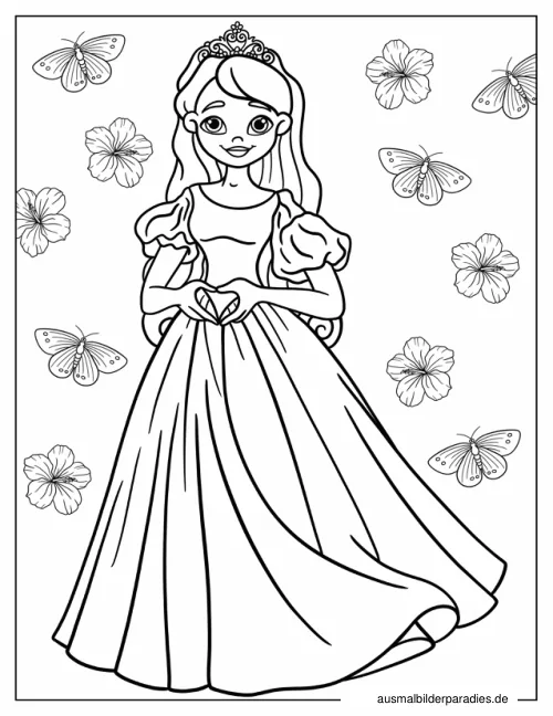 Prinzessin Ausmalbild 6 - kostenlos zum Ausdrucken