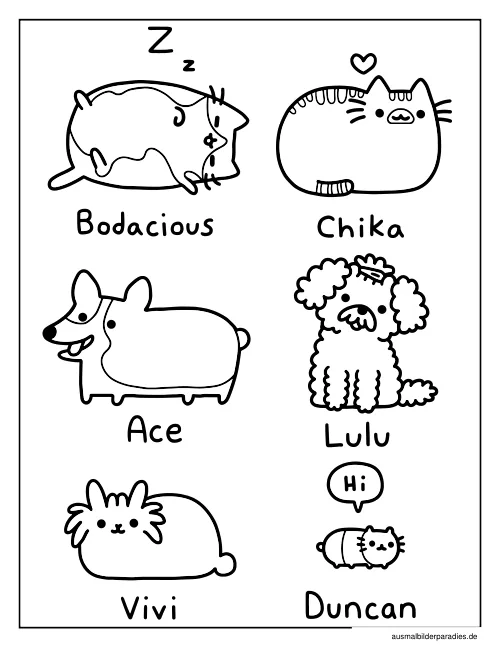 Pusheen Ausmalbild 28 - kostenlos zum Ausdrucken