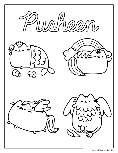 Pusheen Ausmalbild 7 - kostenlos zum Ausdrucken