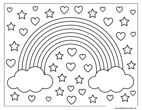 Regenbogen Ausmalbild 19 - kostenlos zum Ausdrucken