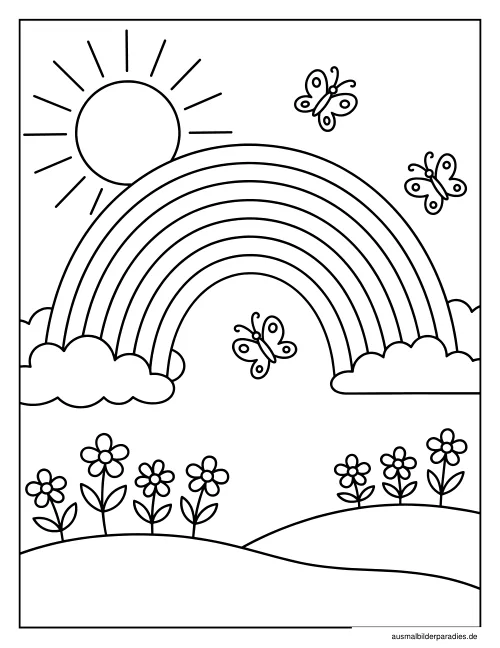 Regenbogen Ausmalbild 23 - kostenlos zum Ausdrucken