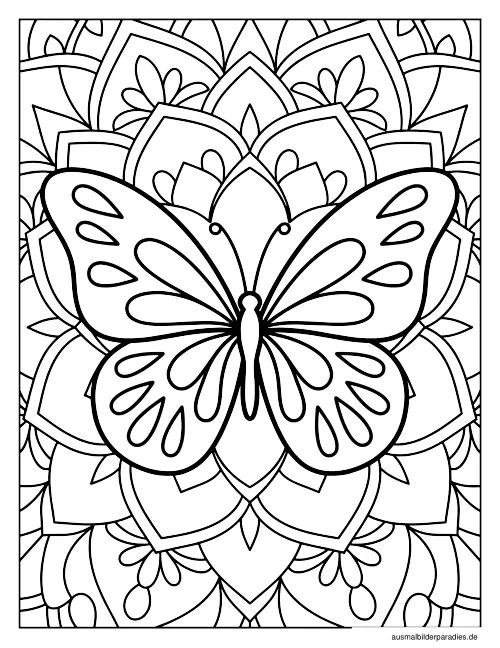 Schmetterling Ausmalbild 2 als Gratis-PDF Schmetterling Ausmalbild 2 - kostenlos zum Ausdrucken