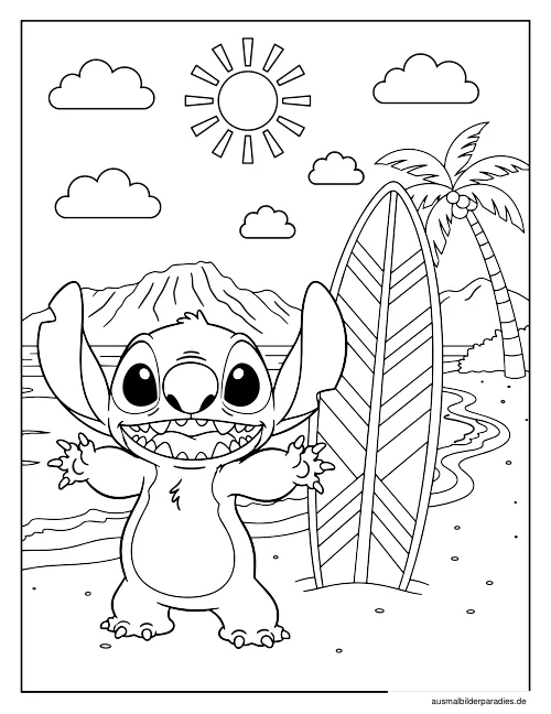 Stitch Ausmalbild 22 - kostenlos zum Ausdrucken