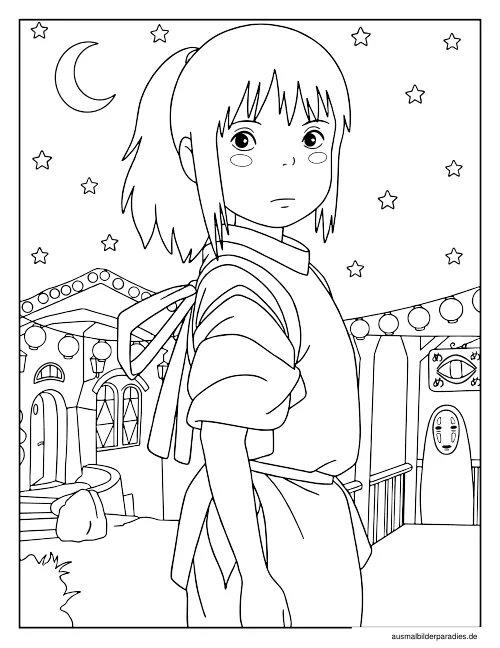 Studio Ghibli Ausmalbild 4 - kostenlos zum Ausdrucken
