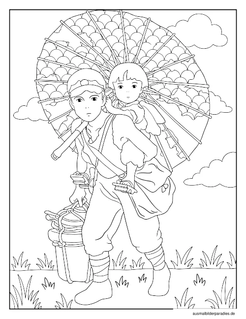 Studio Ghibli Ausmalbild 6 - kostenlos zum Ausdrucken