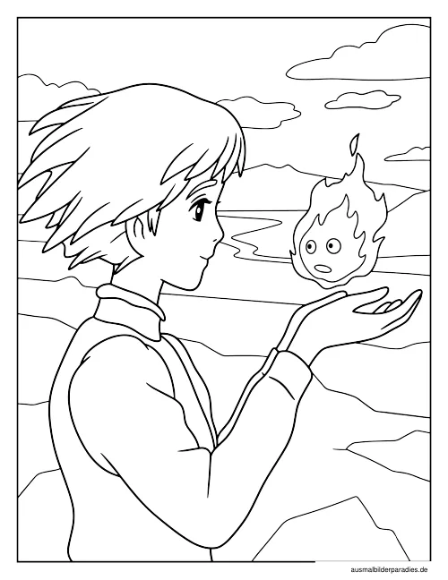 Studio Ghibli Ausmalbild 9 - kostenlos zum Ausdrucken