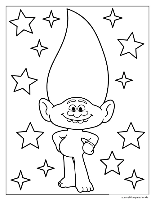 Trolls Ausmalbild 12 - kostenlos zum Ausdrucken