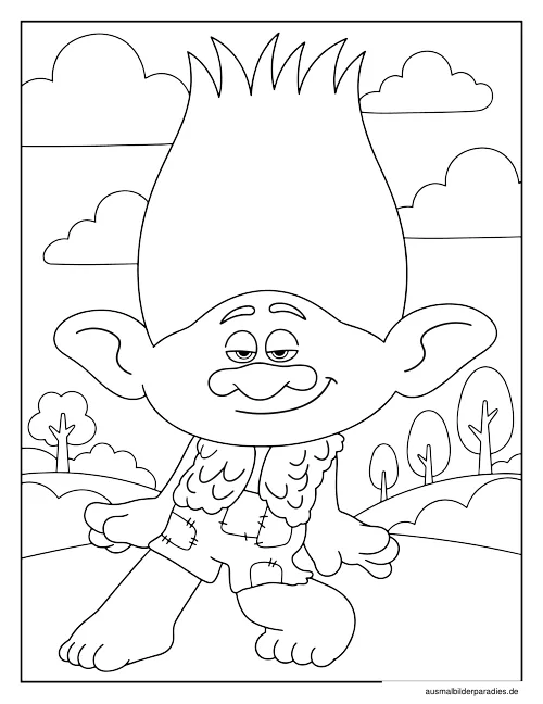 Trolls Ausmalbild 3 - kostenlos zum Ausdrucken