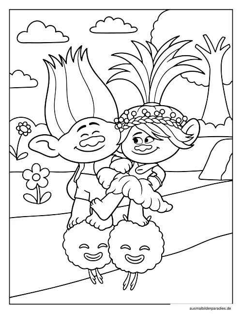 Trolls Ausmalbild 4 - kostenlos zum Ausdrucken