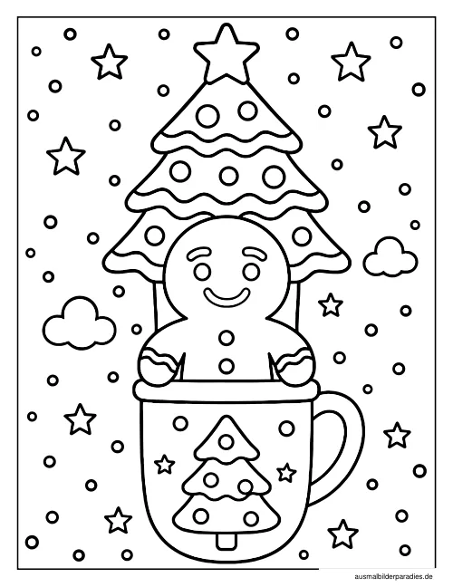 Weihnachtsbaum Ausmalbild 10 - kostenlos zum Ausdrucken