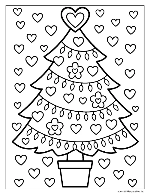 Weihnachtsbaum Ausmalbild 11 - kostenlos zum Ausdrucken