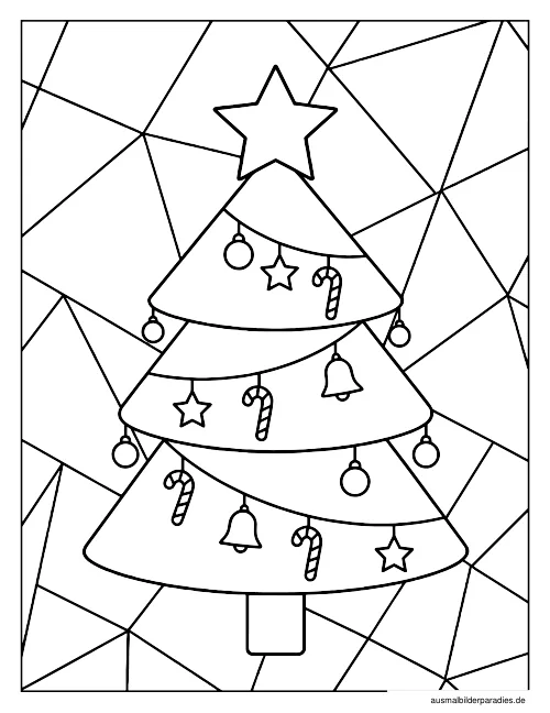 Weihnachtsbaum Ausmalbild 17 - kostenlos zum Ausdrucken