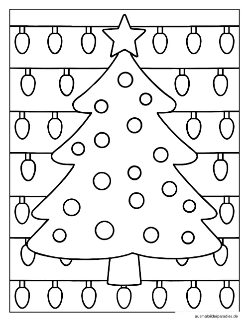 Weihnachtsbaum Ausmalbild 18 - kostenlos zum Ausdrucken