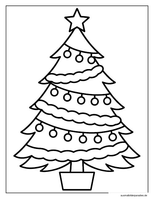 Weihnachtsbaum Ausmalbild 19 - kostenlos zum Ausdrucken