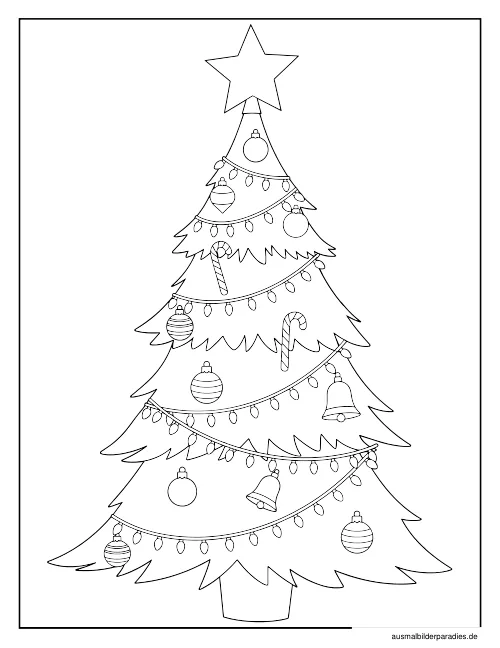 Weihnachtsbaum Ausmalbild 2 - kostenlos zum Ausdrucken