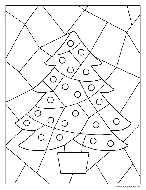 Weihnachtsbaum Ausmalbild 21 - kostenlos zum Ausdrucken