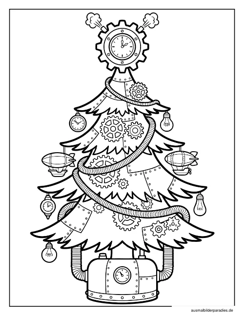 Weihnachtsbaum Ausmalbild 22 - kostenlos zum Ausdrucken