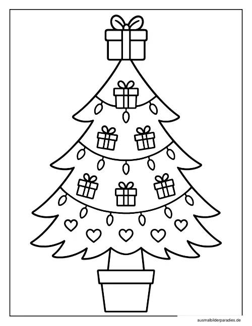 Weihnachtsbaum Ausmalbild 3 - kostenlos zum Ausdrucken