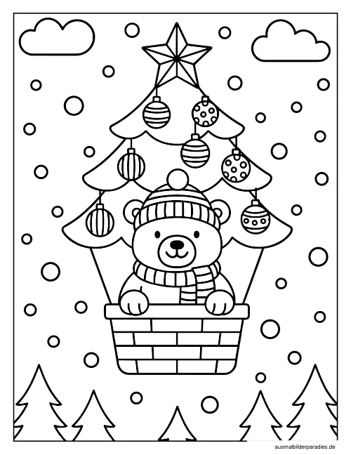 Weihnachtsbaum Ausmalbild 5 - kostenlos zum Ausdrucken