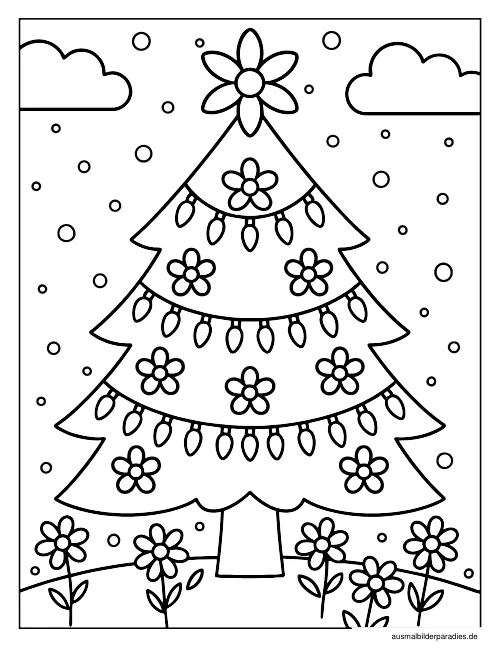 Weihnachtsbaum Ausmalbild 8 - kostenlos zum Ausdrucken