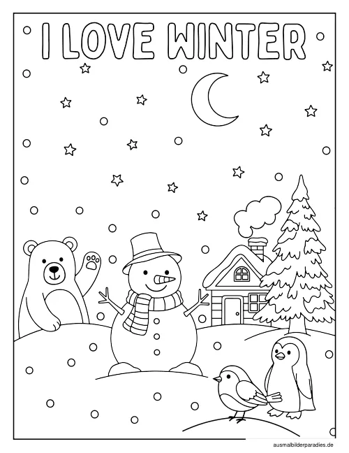 Winter Ausmalbild 16 - kostenlos zum Ausdrucken