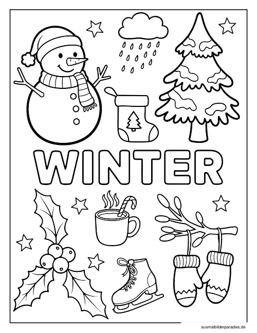 Winter Ausmalbild 18 - kostenlos zum Ausdrucken