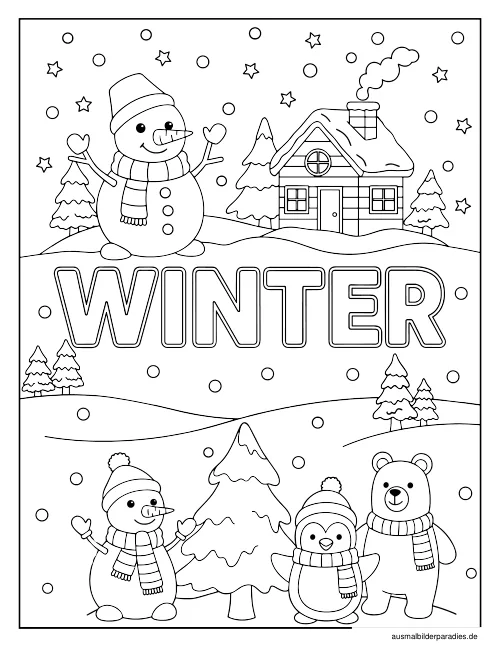 Winter Ausmalbild 2 - kostenlos zum Ausdrucken