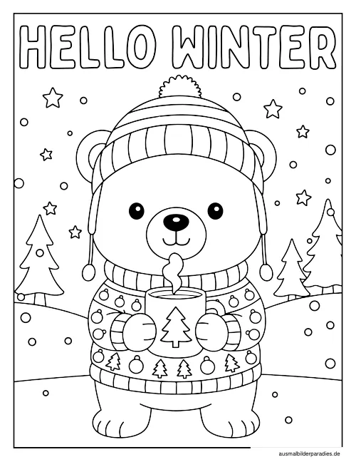 Winter Ausmalbild 5 - kostenlos zum Ausdrucken