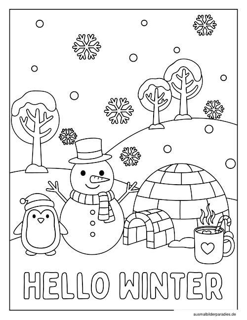 Winter Ausmalbild 8 - kostenlos zum Ausdrucken